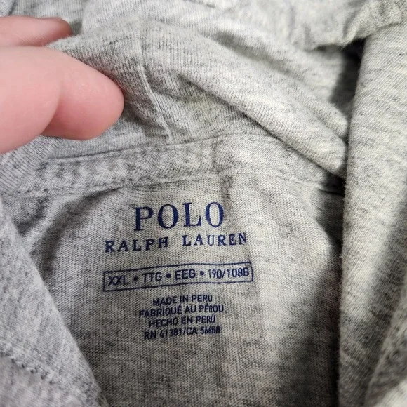 Polo Ralph Lauren Hoodie Men XXL Big Pony Gray Lightweight Hooded Shirt Cotton - Picture 6 of 9